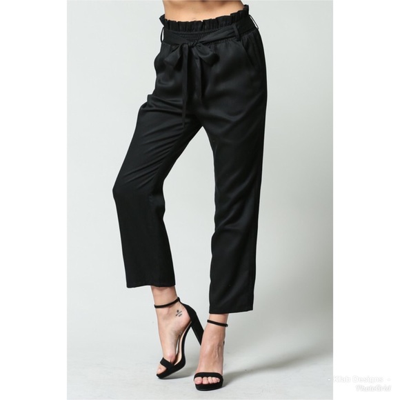 ❤️ FATE Brand Paper Bag Waist Tie Flare Pants! - Picture 3 of 8